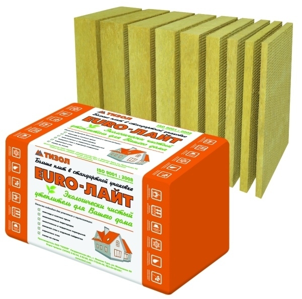 Утеплитель Тизол Евро-Вент Н 45 1000х600х50 мм, 12 шт. уп